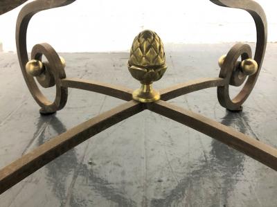 1950s French Iron and Brass Dining Table and Chairs