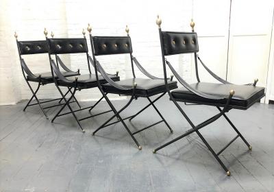 1950s French Iron and Brass Dining Table and Chairs