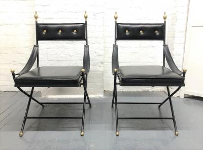 1950s French Iron and Brass Dining Table and Chairs