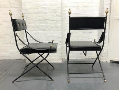 1950s French Iron and Brass Dining Table and Chairs