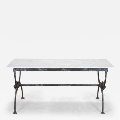 1950s French Iron and Marble Butchers Table