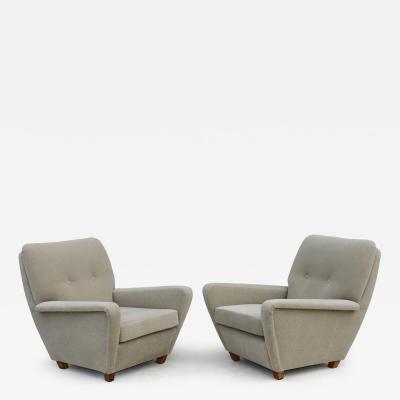 1950s French Lounge Chairs Upholstered In Donghia Mohair Fabric