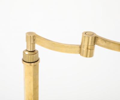 1950s French Solid Brass Swing Arm Floor Lamp