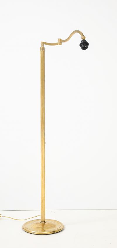 1950s French Solid Brass Swing Arm Floor Lamp