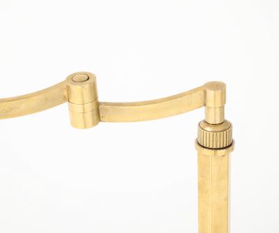 1950s French Solid Brass Swing Arm Floor Lamp