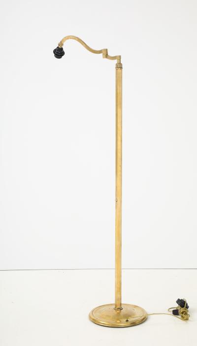 1950s French Solid Brass Swing Arm Floor Lamp