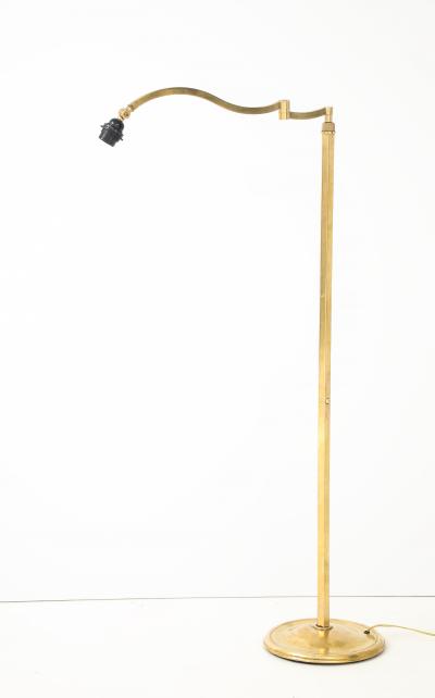 1950s French Solid Brass Swing Arm Floor Lamp