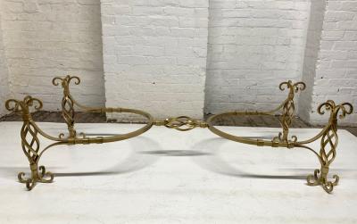 1950s French Wrought Iron Gold Coffee Table with Quartz Top