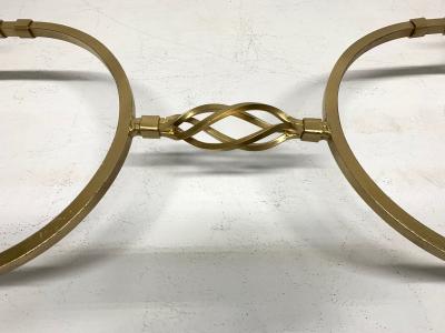 1950s French Wrought Iron Gold Coffee Table with Quartz Top