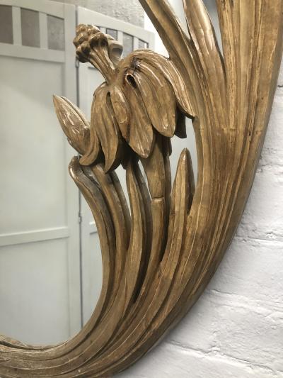 1950s Hand Carved Floral Mirror