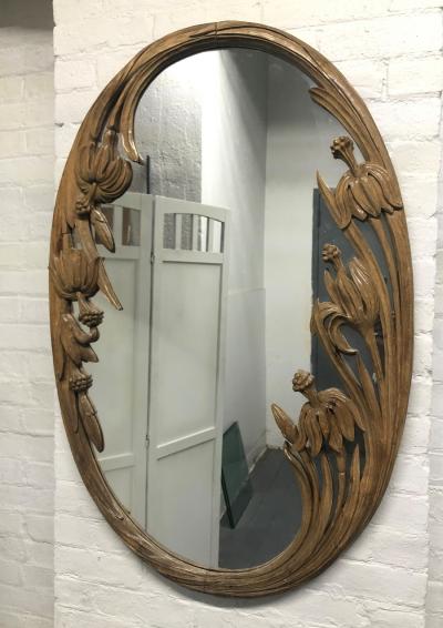 1950s Hand Carved Floral Mirror
