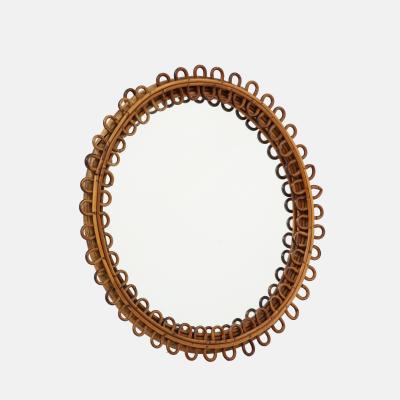 1950s Italian Bamboo and Rattan Mirror