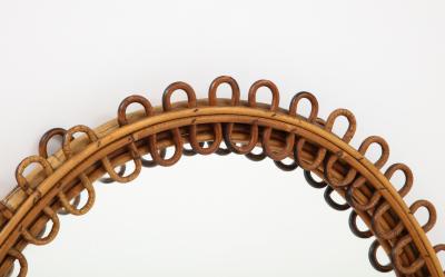 1950s Italian Bamboo and Rattan Mirror