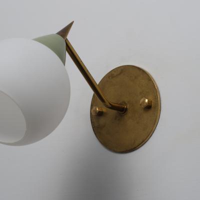 1950s Italian Brass and Opaline Glass Sconces with Light Green Details