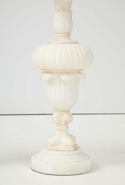 1950s Italian Carved Carrara Marble Table Lamps