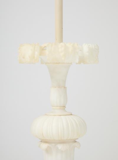 1950s Italian Carved Carrara Marble Table Lamps