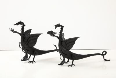 1950s Italian Gothic Dragon Andirons