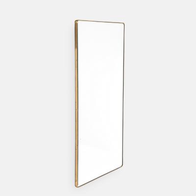 1950s Italian Modernist Grand Scale Rectangular Brass Beveled Mirror
