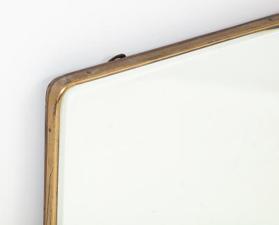 1950s Italian Modernist Grand Scale Rectangular Brass Beveled Mirror