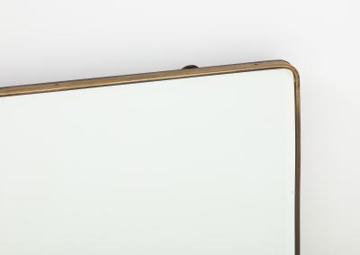 1950s Italian Modernist Grand Scale Rectangular Brass Beveled Mirror