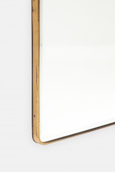 1950s Italian Modernist Grand Scale Rectangular Brass Beveled Mirror