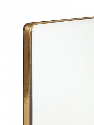 1950s Italian Modernist Grand Scale Rectangular Brass Beveled Mirror