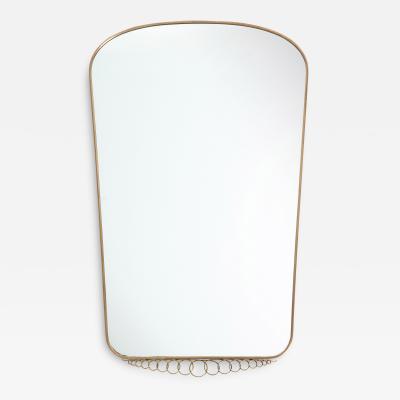 1950s Italian Modernist Large Shaped Brass Mirror