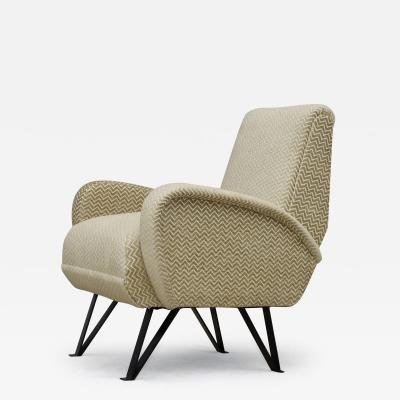 1950s Italian Modernist Lounge Chairs In Velvet Upholstery