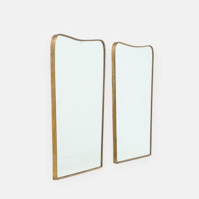 1950s Italian Modernist Pair of Shaped Brass Mirrors