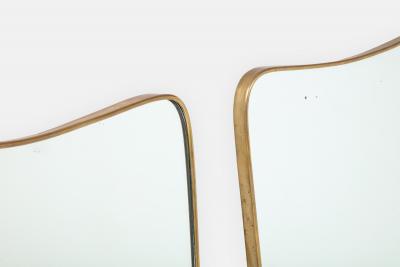 1950s Italian Modernist Pair of Shaped Brass Mirrors
