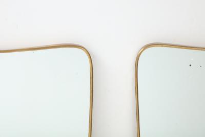 1950s Italian Modernist Pair of Shaped Brass Mirrors