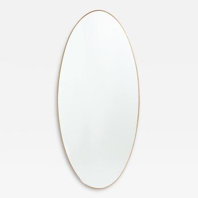 1950s Italian Rare Grand Scale Oval Brass Mirror