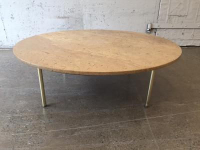 1950s Italian Travertine Bronze Coffee Table