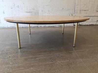 1950s Italian Travertine Bronze Coffee Table