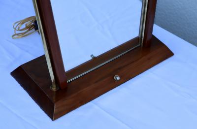 1950s Italian Walnut And Brass Vanity Mirror With Lights