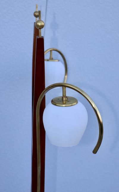 1950s Italian Walnut And Brass Vanity Mirror With Lights