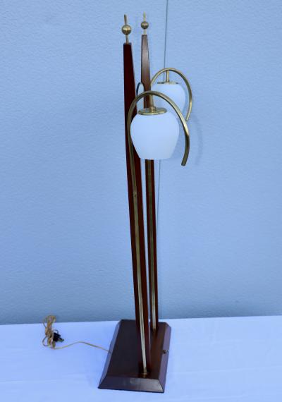 1950s Italian Walnut And Brass Vanity Mirror With Lights