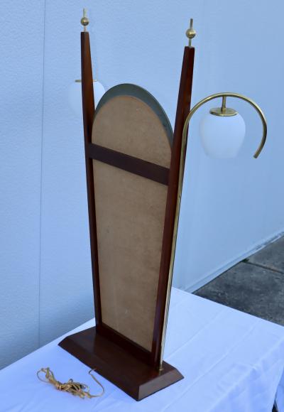 1950s Italian Walnut And Brass Vanity Mirror With Lights