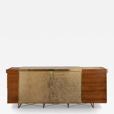 1950s Italian Walnut and Brass Sideboard