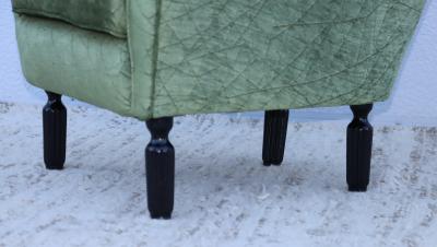 1950s Italian Wing back Lounge Chairs In Velvet Fabric