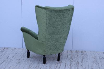 1950s Italian Wing back Lounge Chairs In Velvet Fabric