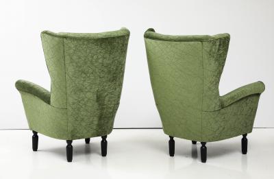 1950s Italian Wing back Lounge Chairs In velvet