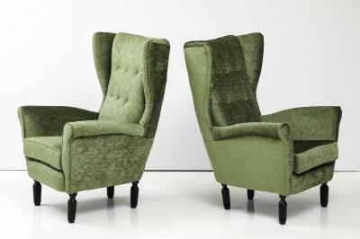 1950s Italian Wing back Lounge Chairs In velvet