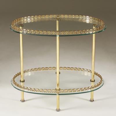 1950s Italian brass and glass oval table