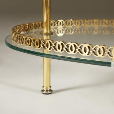 1950s Italian brass and glass oval table