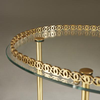 1950s Italian brass and glass oval table