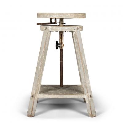 1950s Light Gray Painted French Sculptors Stand