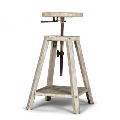 1950s Light Gray Painted French Sculptors Stand