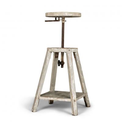 1950s Light Gray Painted French Sculptors Stand