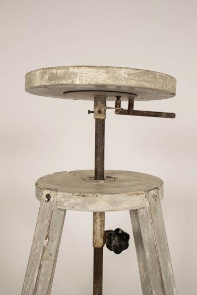 1950s Light Gray Painted French Sculptors Stand